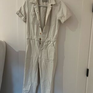 Everlane Cream Denim Jumpsuit